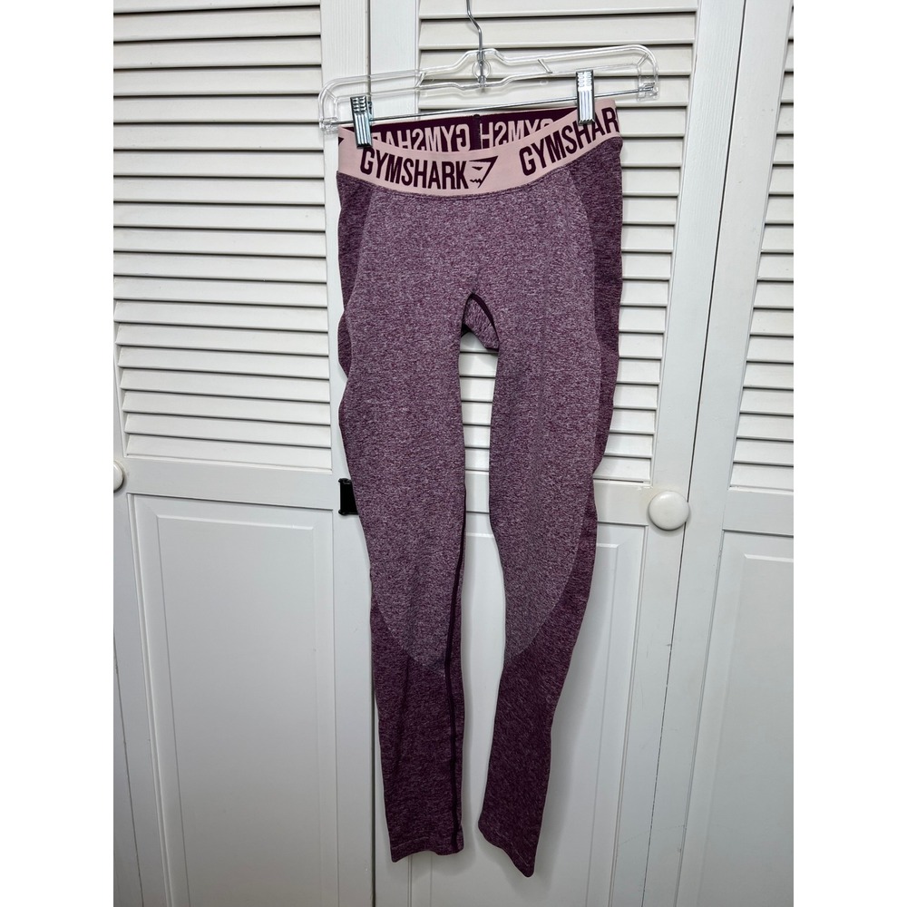 Gymshark Seamless Leggings Womens S Maroon Marl Pink Waistband Athletic